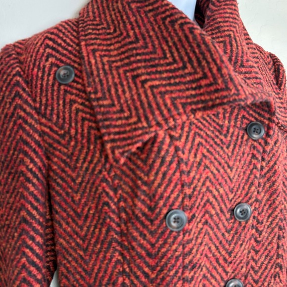 Free People Patricia Peplum Tweed Jacket Size 10 Double Breasted Pea Coat Warm - Picture 5 of 14